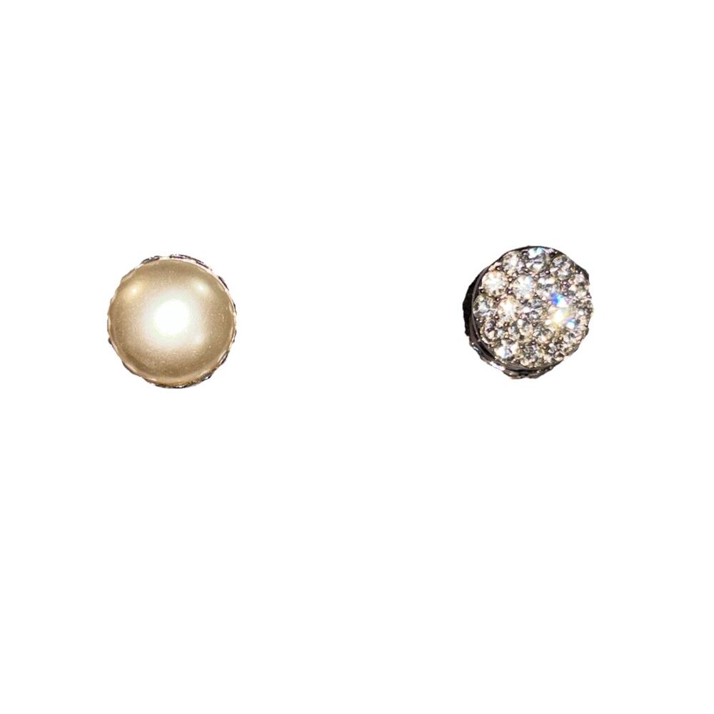 Vintage SARAH COVENTRY Two Sided Clip On Earrings Faux Pearls & Faux Diamonds